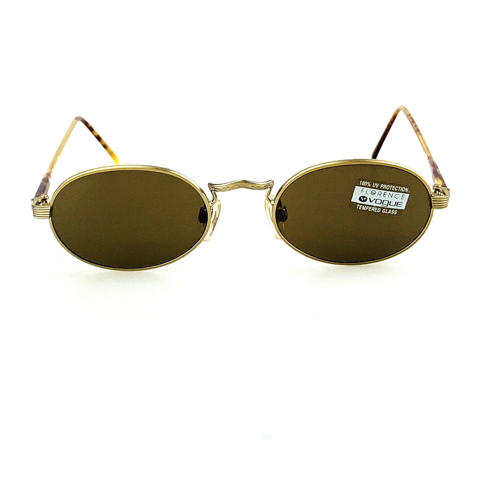 Vogue Sunglasses mod. Florence VO3095 Gold Oval Glass Lenses Tortoise Italy NOS